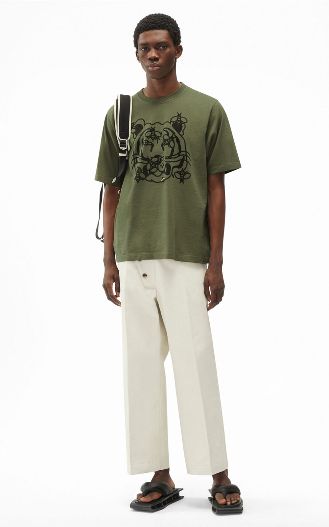 Kenzo Bee a Tiger T Shirt Olive For Mens 1706VBHGQ